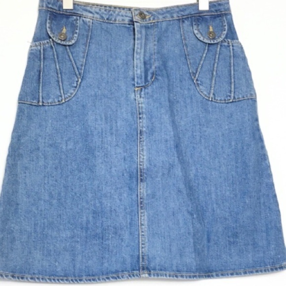 Lux. Denim Jeans Casual Career Travel Summer Mini A-line Skirt 6
